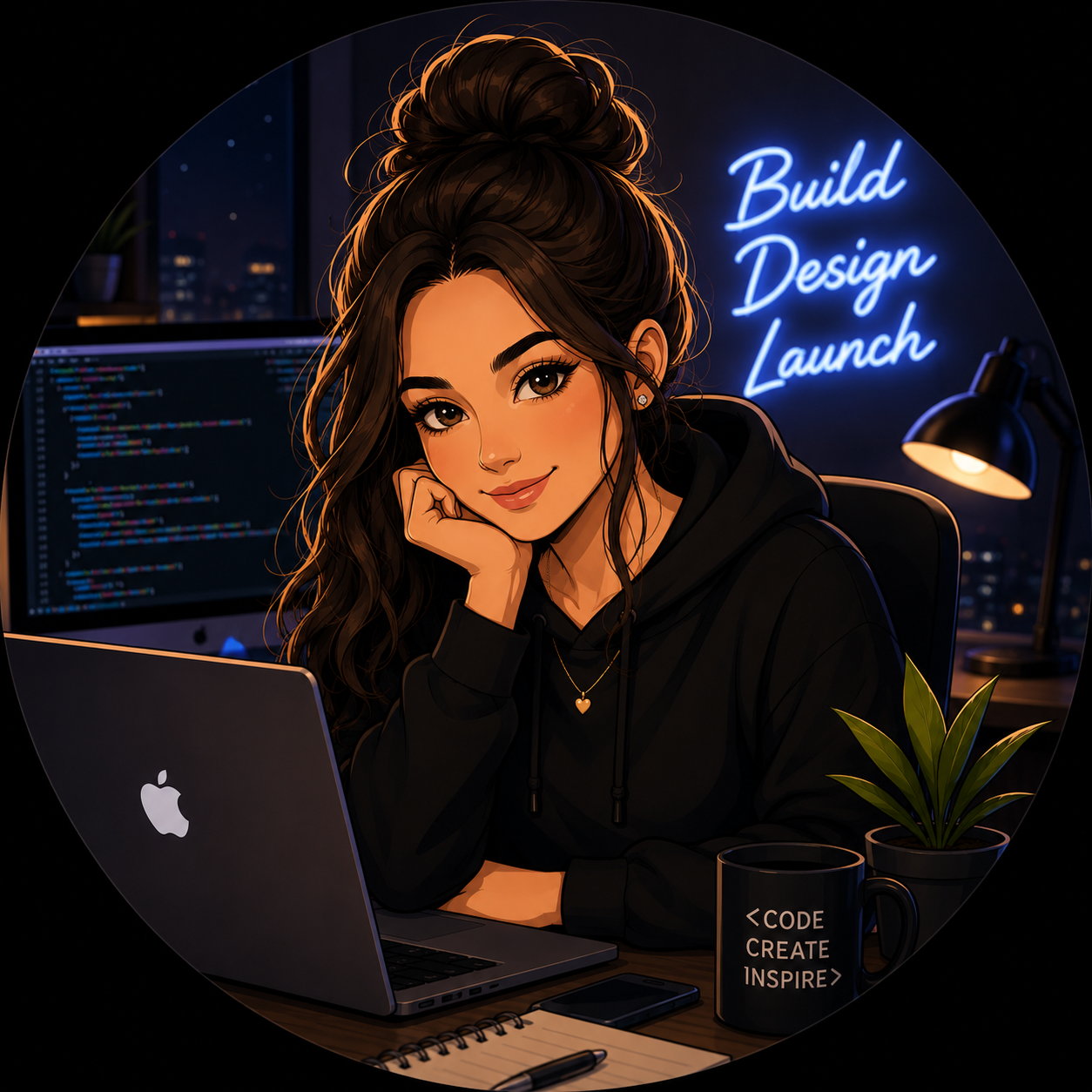 Cartoon style portrait of Ana-Maria Iconaru
